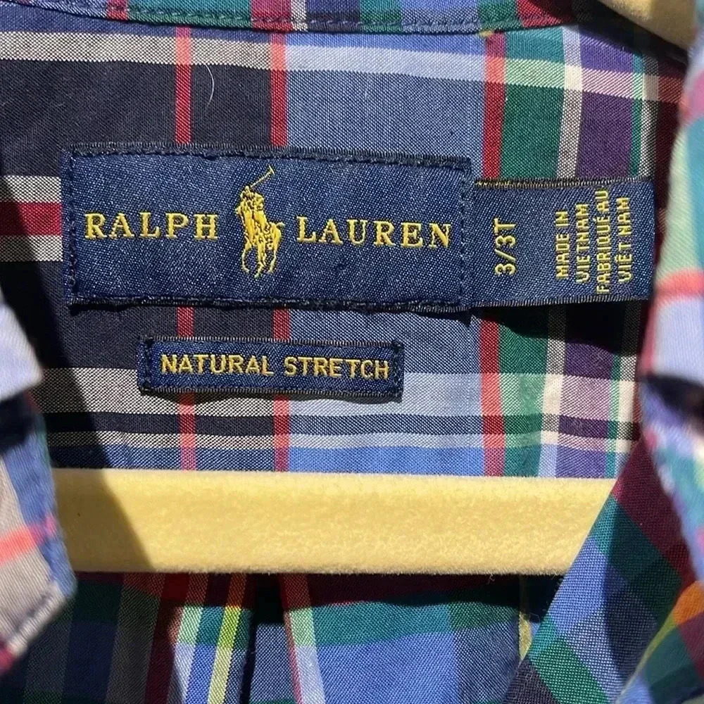 Ralph Lauren Long Sleeve Plaid Button Down Shirt Boys 3T - Picture 4 of 7